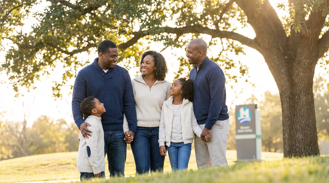 Happy African American family in a park